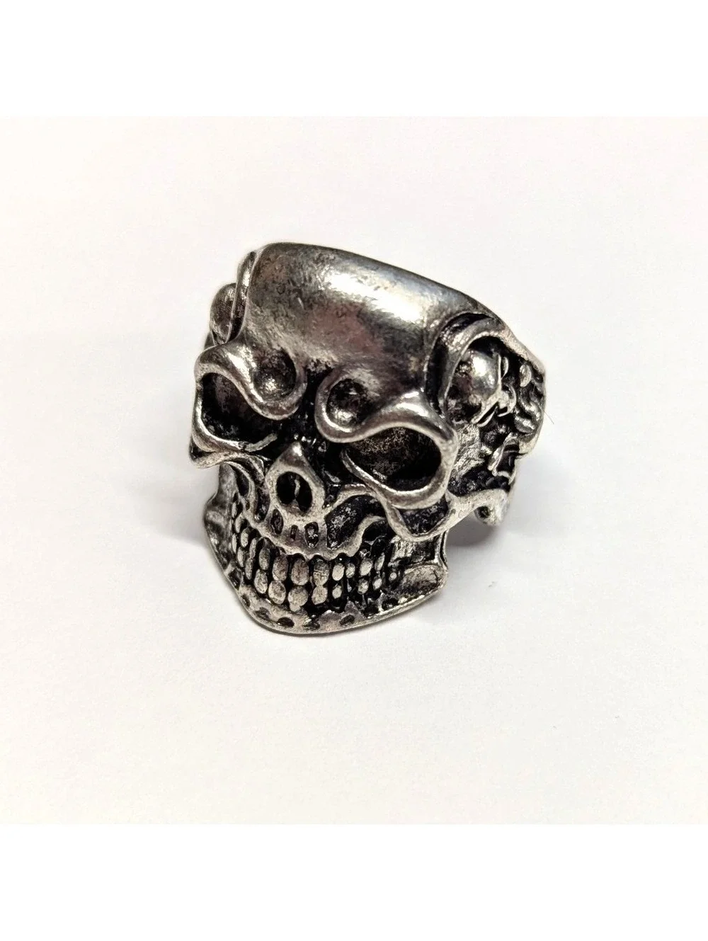 Vintage New Skull Ring Unisex Big Mens Plus Size 11 SilverTone Gothic Biker
